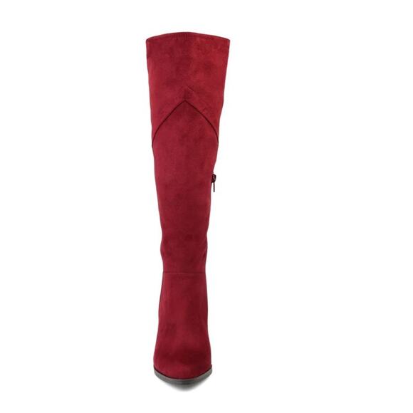 Journee Collection Women's Kyllie Wide Calf Boots Burgundy Size 7.5 - Picture 4 of 7